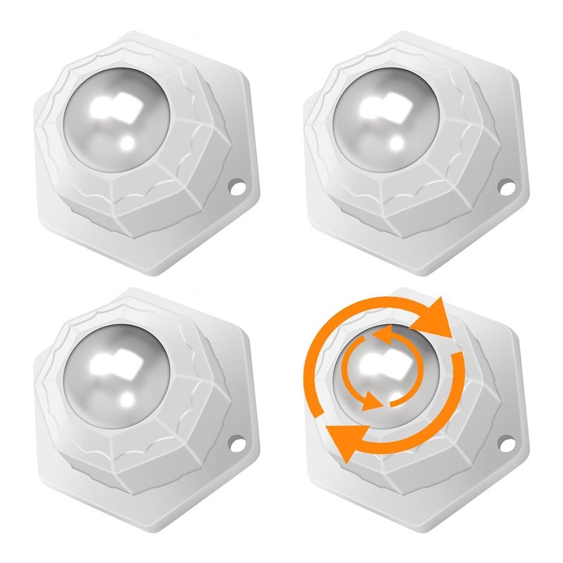MARRTEUM 4Pcs Ball Bearing Rollers, 360º Rotation Universal Ball Casters, 200Lbs Self Adhesive Mini Caster Wheels for Trash Can, Storage Box, Small Furniture (White) - Image 1